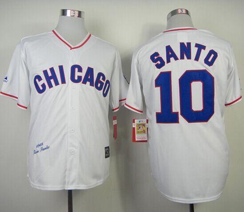 Mitchell And Ness 1968 Cubs #10 Ron Santo White Throwback Stitched MLB Jersey - Click Image to Close